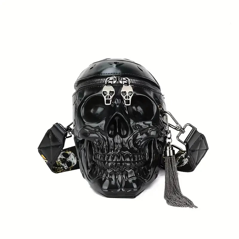 Chic Punk Skull Head Shoulder Bag - Black