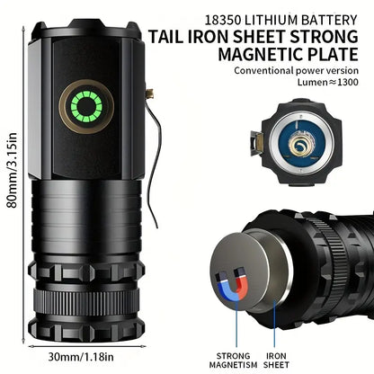 2000LM USB Rechargeable LED Flashlight - 5 Modes, Waterproof, Lightweight