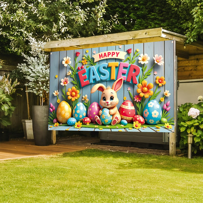 Easter Bunny Eggs Banner Polyester Decoration
