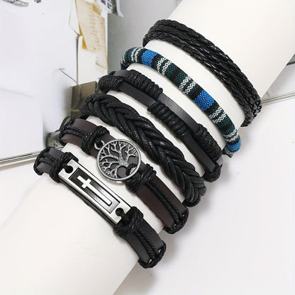 Men's Vintage PU Leather Bracelet Set (36pcs)