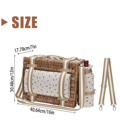 Four-Person Rattan Picnic Basket Set