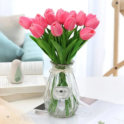 5pcs Artificial Tulip Stems: Realistic Faux Tulip Flowers(Dark Pink (5pcs))