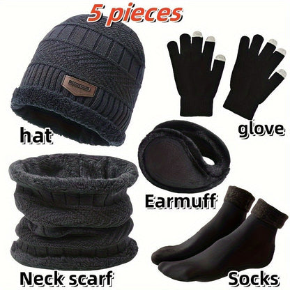 Winter Knit Accessories Set for Adults (5-Piece)