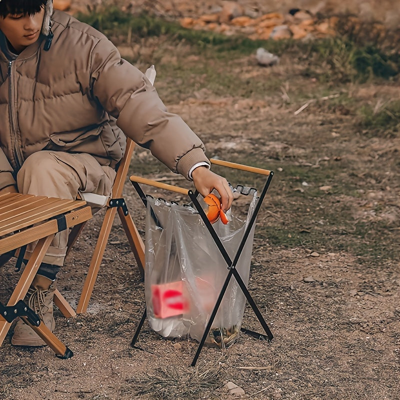 Garbage Bag Rack with Wooden Handle