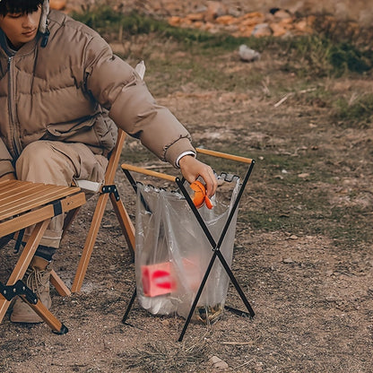 Garbage Bag Rack with Wooden Handle