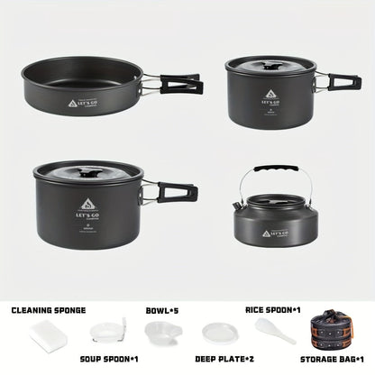 4pcs Aluminum Camping Cookware Set for Outdoor Cooking