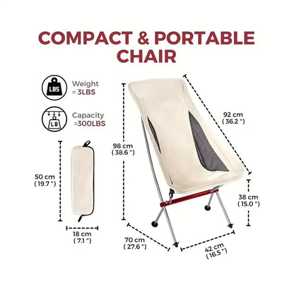 Portable Camping Chair - Lightweight Foldable Backpack Beach Chair