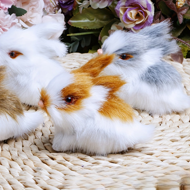 4pcs Mini Easter Simulated Rabbit Decorations Set