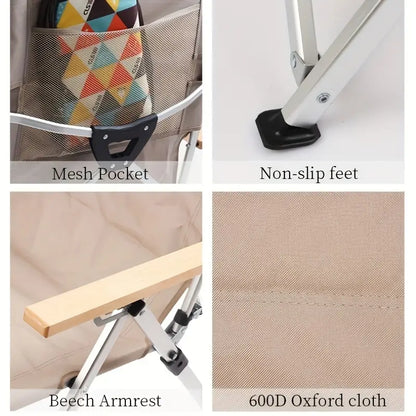 Foldable Outdoor Chair - Khaki, Four Adjustable Positions