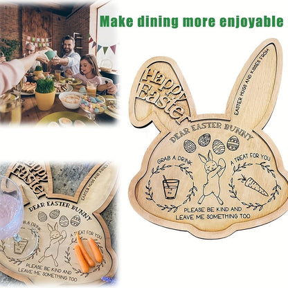 Easter Bunny Wooden Tray Centerpiece Rustic Decor
