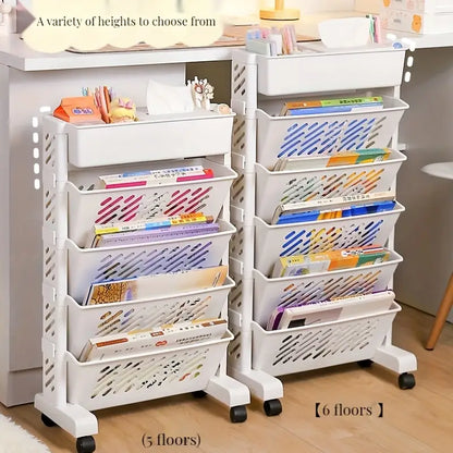 Movable Desk Side Bookshelf