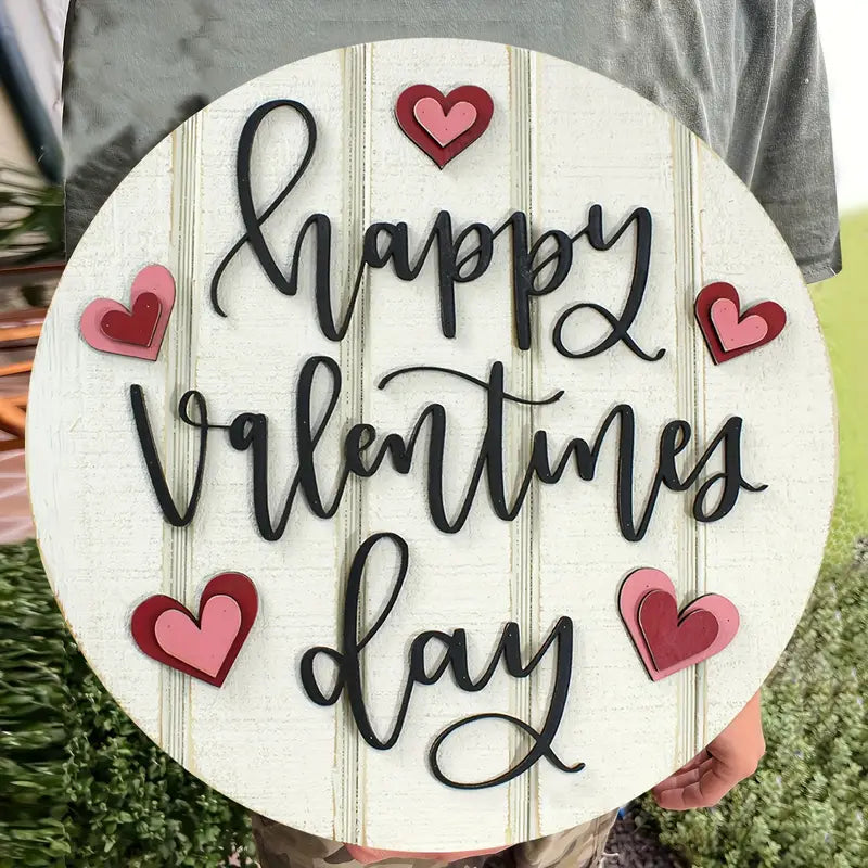 Valentine's Day Wooden Door Hanger - Heartwarming Sign for Love Celebrations