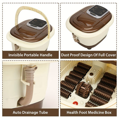 Electric Foot Spa Bath Massager with Shiatsu Rollers(Brown)