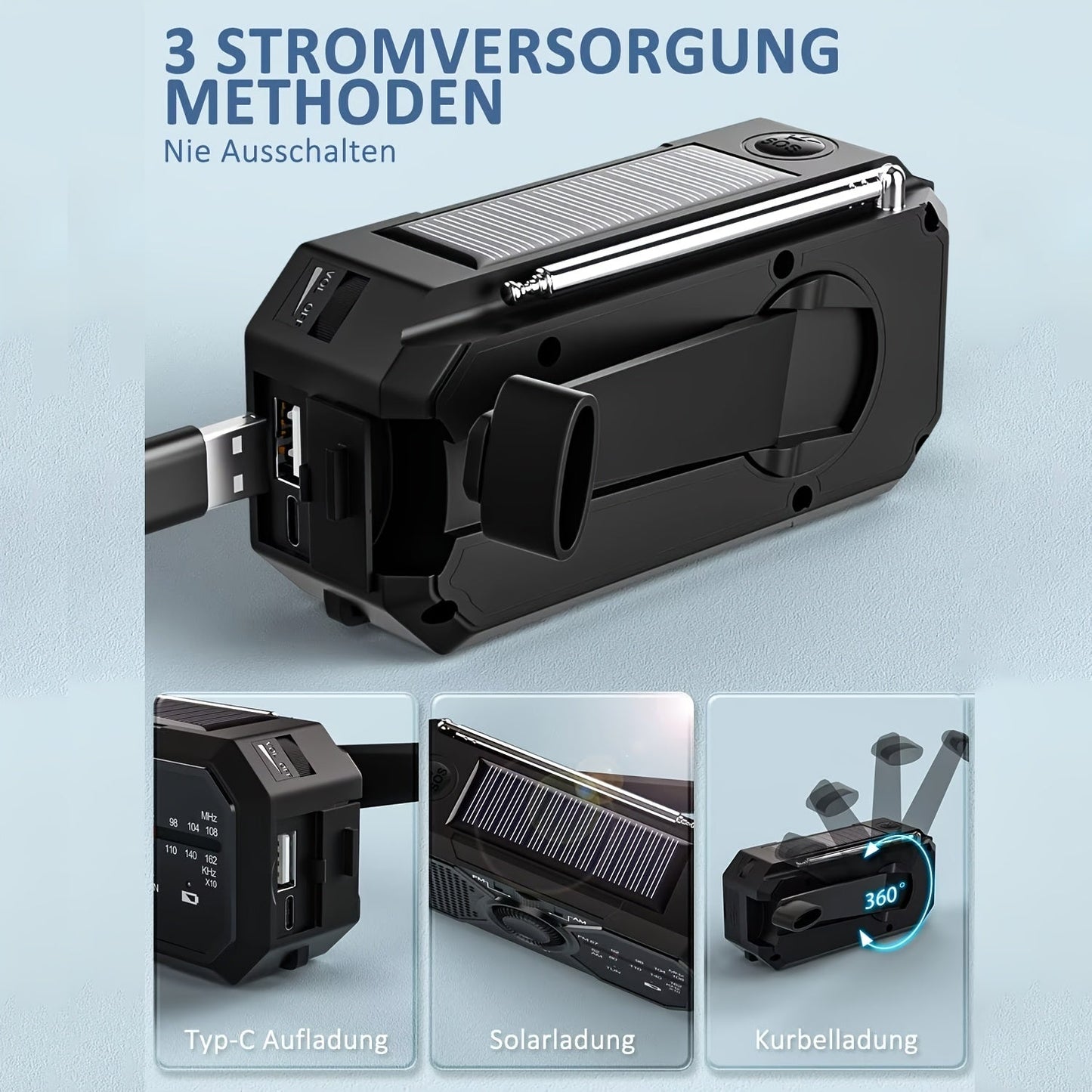 Emergency Radio Solar Hand Crank USB Power Bank