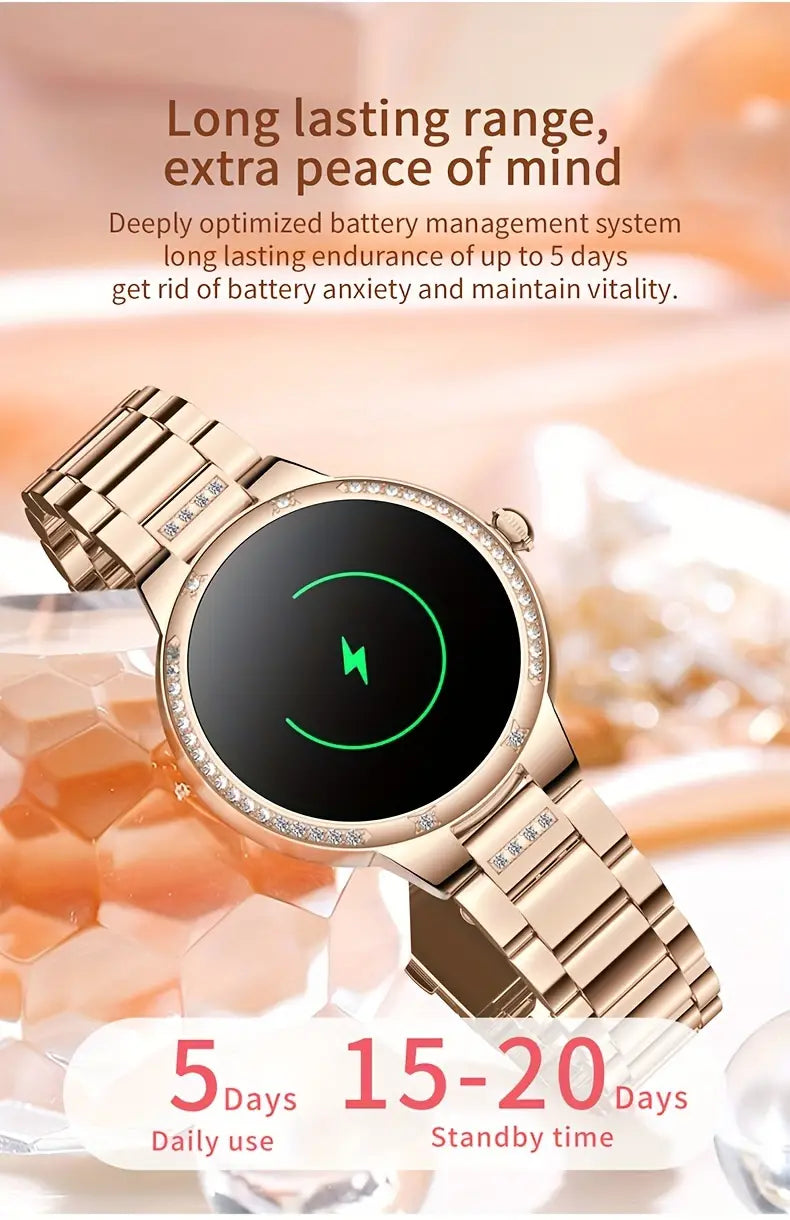 Golden Wireless Call Smart Watch for Women - Multi-Sports Modes & Voice Assistant