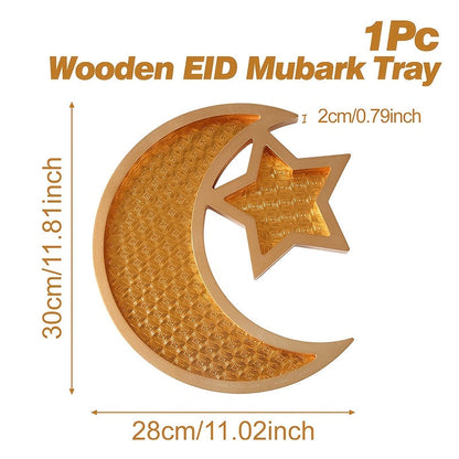 Gold Eid Mubarak Wooden Dessert Tray