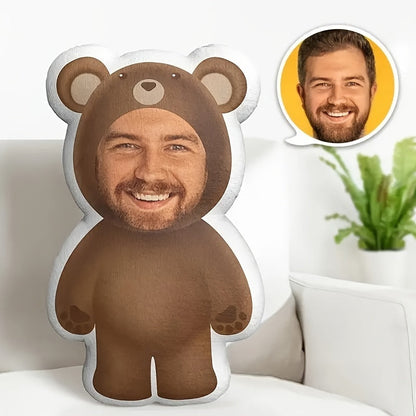 Custom Bear Face Plush Pillow Personalized Photo Toy