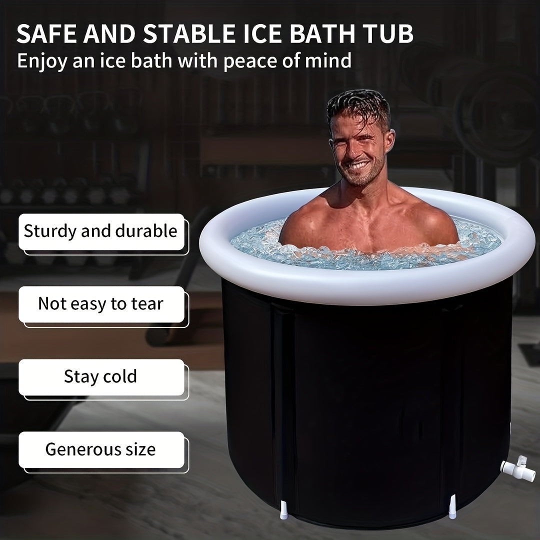 1Pc Freestanding Ice Bath Tub for Fitness Recovery(Black)