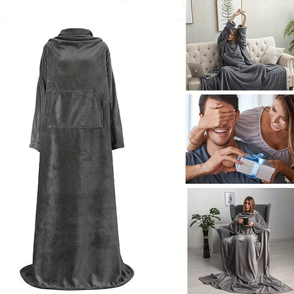 Cozy Flannel Sleeve Blanket for Indoor & Outdoor