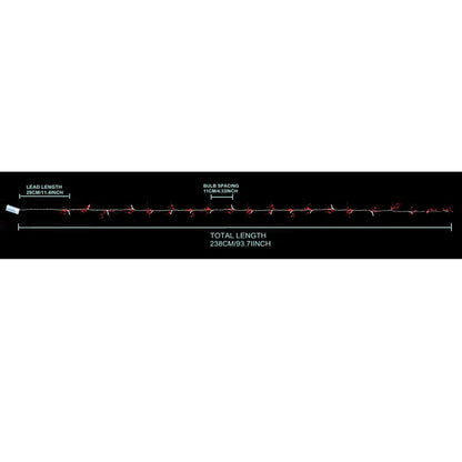 Red Pearl Chain String Lights - 20 LED Lighted Berry Beaded Garland