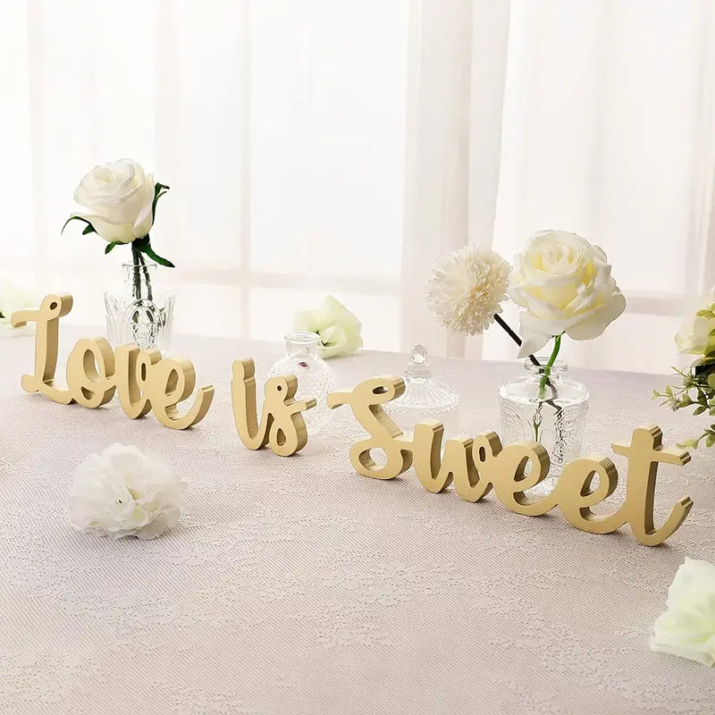 Love is Sweet Table Decor - Freestanding Wooden Love Sign