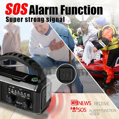 Portable Emergency Radio with Solar Power (10000mAh)