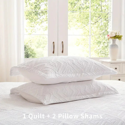 White Microfiber 3-Piece 150GSM Bedspread Set - Queen Size