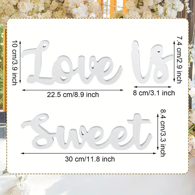 Love Is Sweet" Wooden Banner Decoration Sign - White