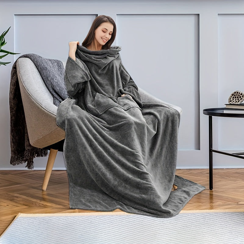 Cozy Flannel Sleeve Blanket for Indoor & Outdoor