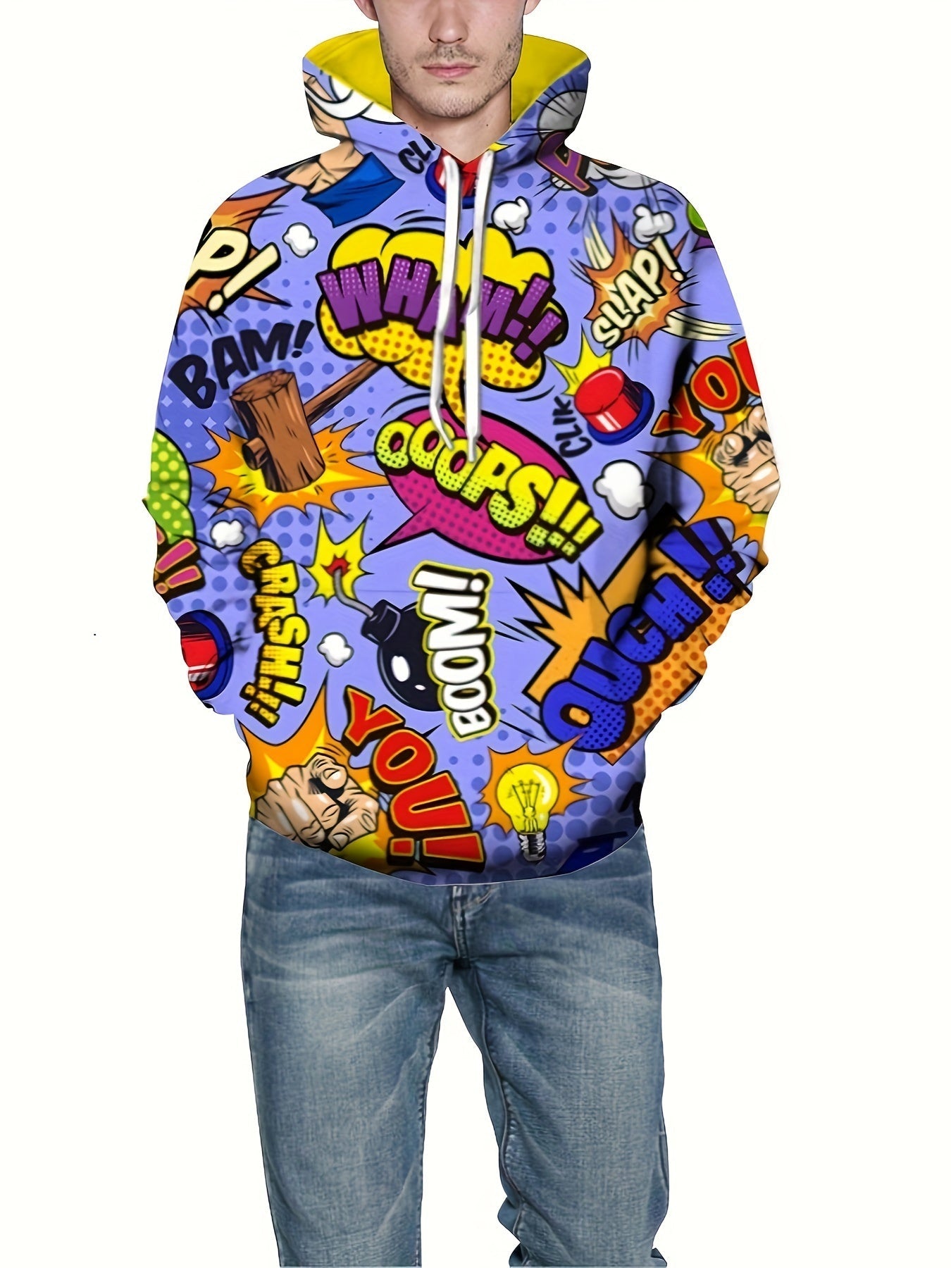 Casual Patterned Kangaroo Pocket Hoodie