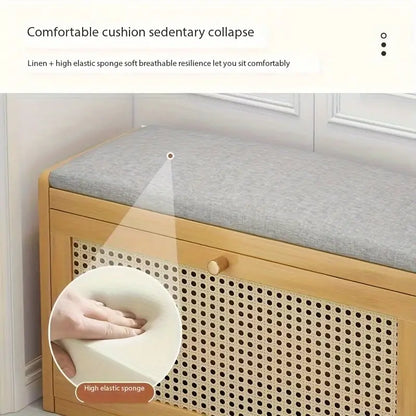 70cm Bamboo Shoe Rack Bench - Seat and Storage