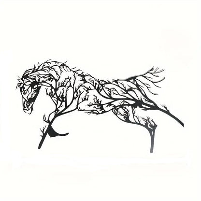 Iron Horse Branch Wall Decoration - Elegant Metal Animal Silhouette Craft