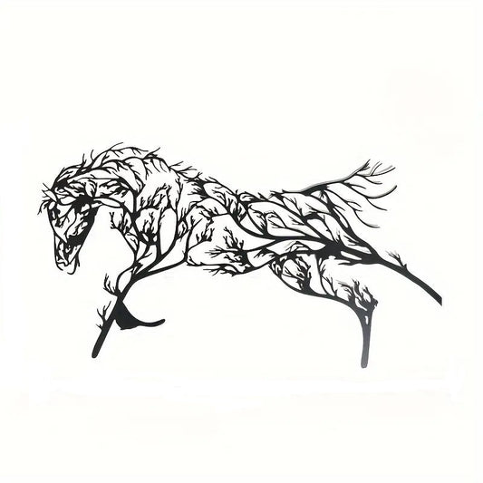 Iron Horse Branch Wall Decoration - Elegant Metal Animal Silhouette Craft