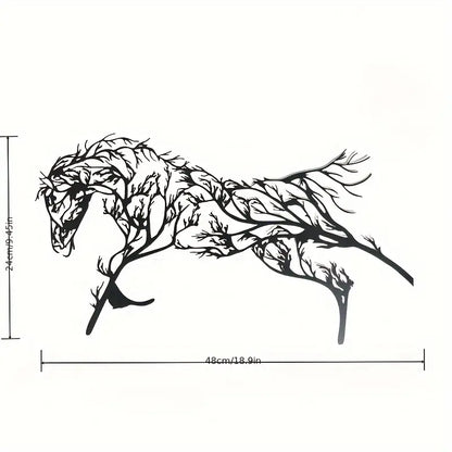 Iron Horse Branch Wall Decoration - Elegant Metal Animal Silhouette Craft