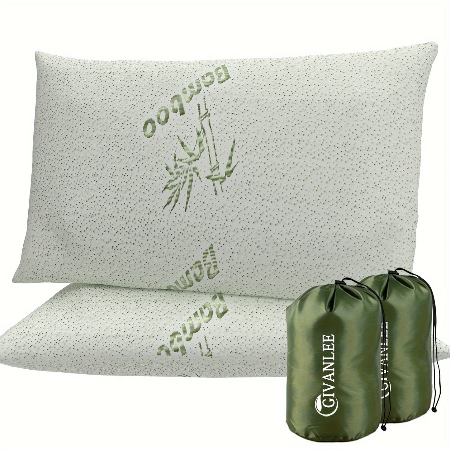 Camping Pillow Shredded Memory Foam Travel (2 Pack)