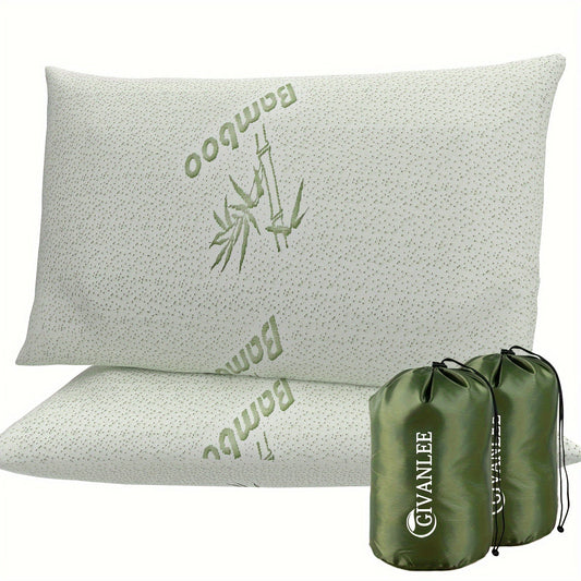 Camping Pillow Shredded Memory Foam Travel (2 Pack)