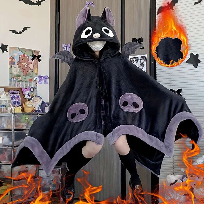Bat Hooded Wearable Blanket with Detachable Nose