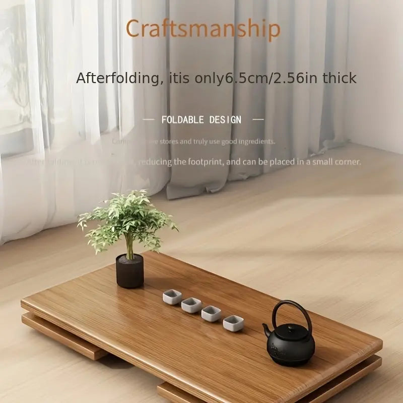 Folding Bamboo Coffee Table - Tatami-Style