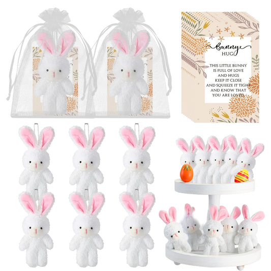 6-Pack Mini White Bunny Gifts with Hug Cards