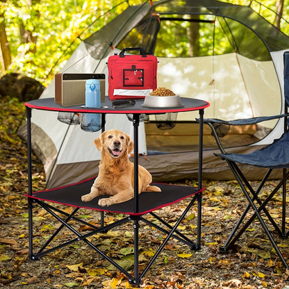 Folding Camping Table with Cup Holders & Carry Bag
