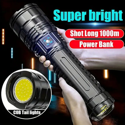 Telescopic Zoom C-Type Rechargeable Flashlight with Intelligent Power Display