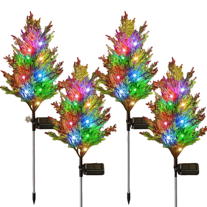 Twinkling Treasures: Festive Set of Four Solar Pine Lights for Christmas
