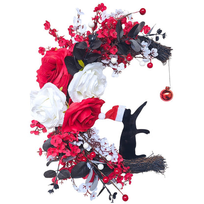 Gothic Black Cat Victorian Wreath Door Hanging