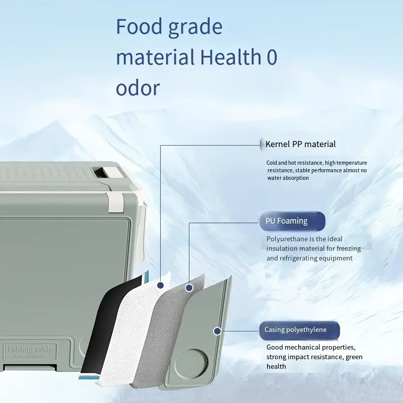 32L Portable Outdoor Cooler Box & Folding Table Chair Set