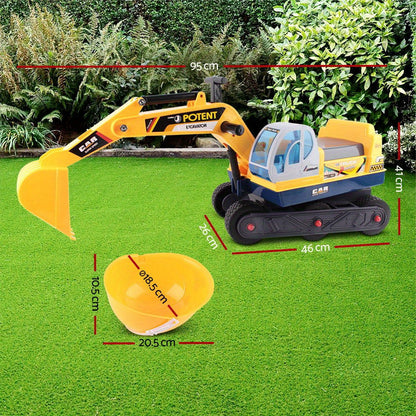 Ride-On Excavator Toy with Helmet