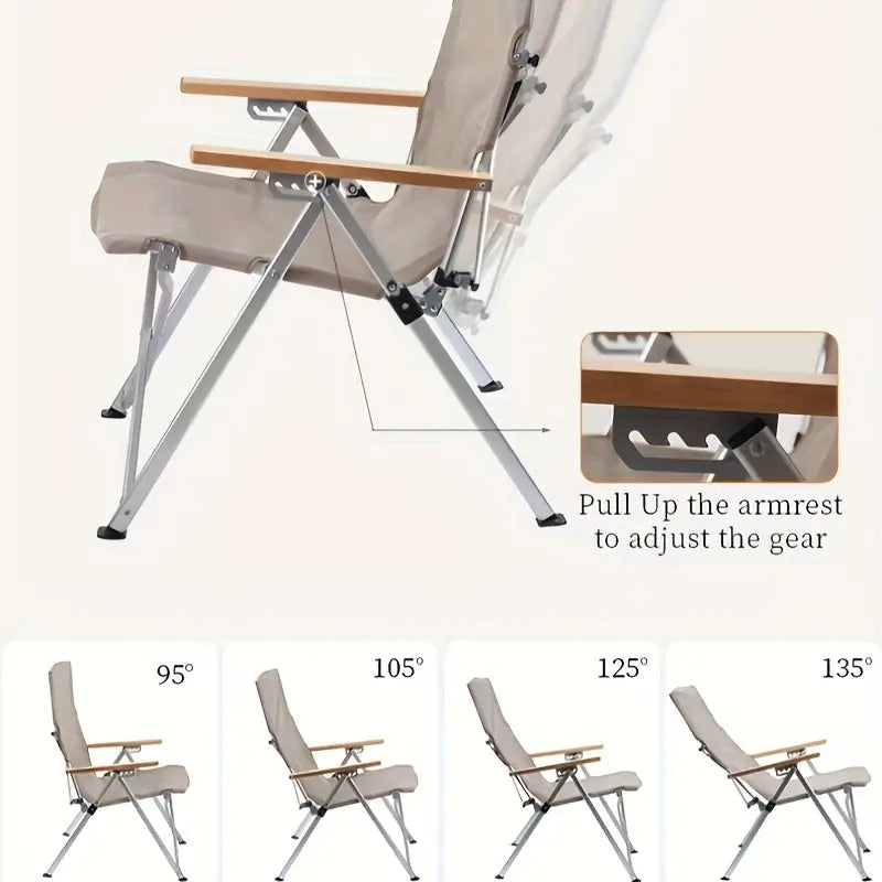Foldable Outdoor Chair - Khaki, Four Adjustable Positions
