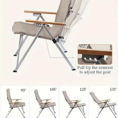 Foldable Outdoor Chair - Khaki, Four Adjustable Positions