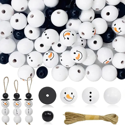 DIY Christmas Snowman Wooden Beads Kit - 100pcs
