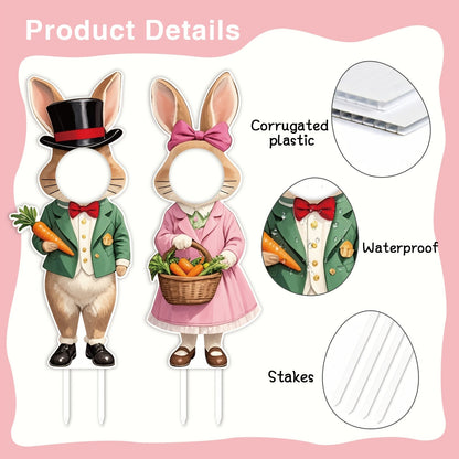 2pcs Large Easter Yard Rabbit Lawn Signs
