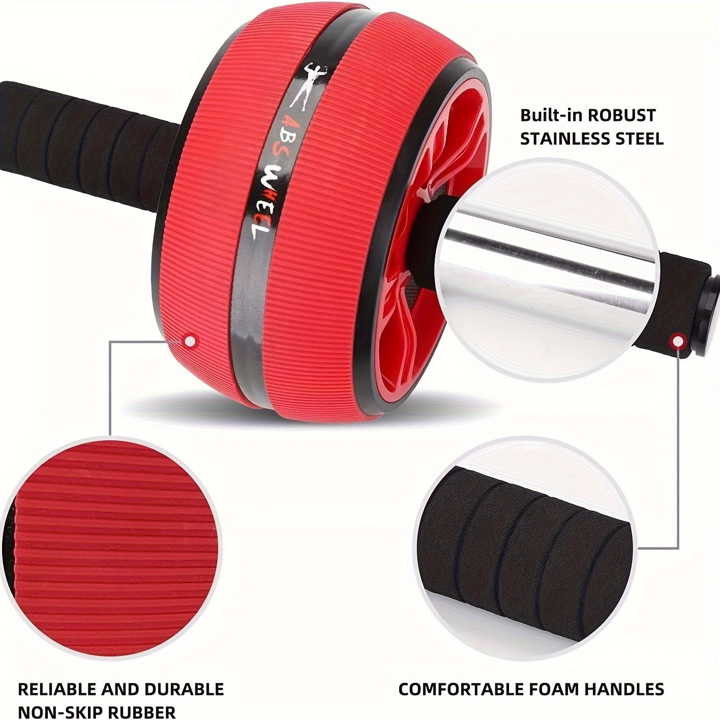 Wide Grip Ab Roller Wheel with Knee Pad